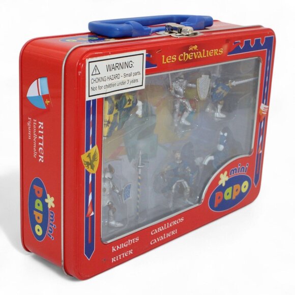 Mini Papo Les Chevaliers Knights Action Figures In Tin Carrying Case - Picture 5 of 6